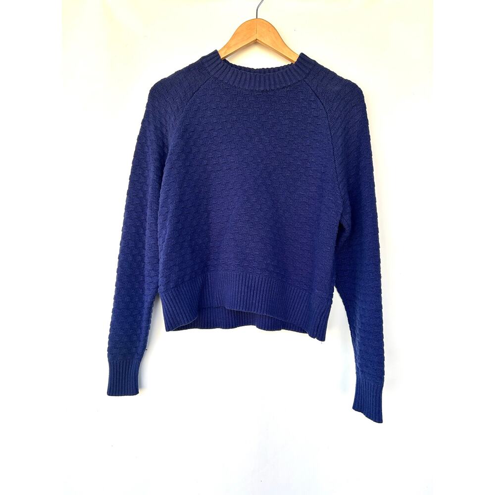 Lululemon Athletica Texture Play Crewneck Sweater Navy Blue Cashmere Medium - Picture 2 of 6